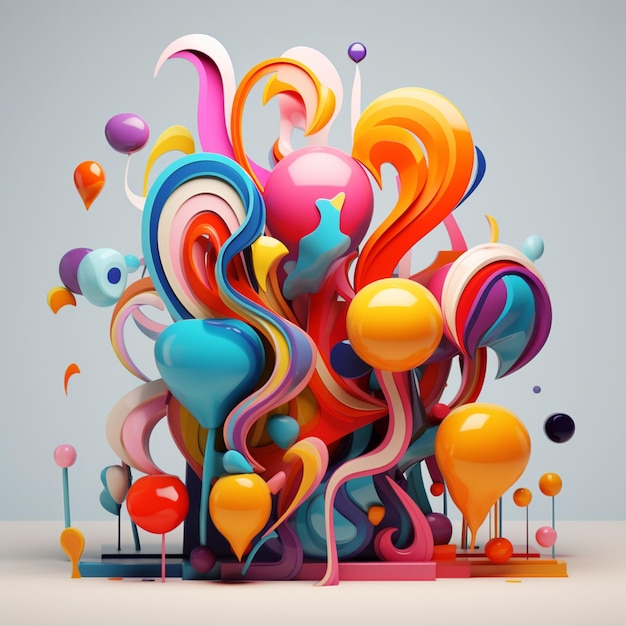 Rendering 3D obra de arte abstracta accesorios coloridos diseño de personajes fondo de papel de pared