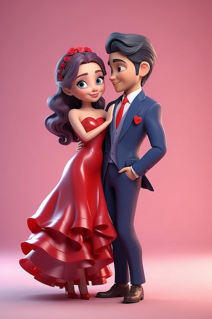 Rendering en 3D del personaje del día de San Valentín enamorado