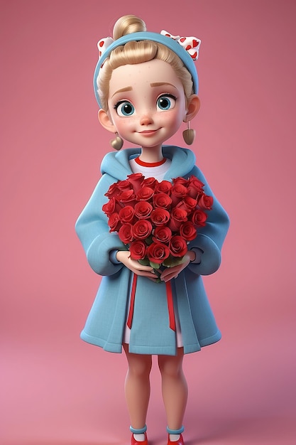 Rendering en 3D del personaje del día de San Valentín enamorado