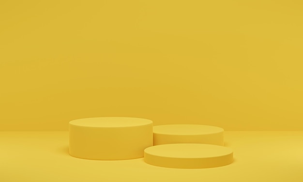 Rendering 3D Plataforma de cilindro amarillo Fondo mínimo Formas geométricas abstractas Podium para la presentación de productos de exhibición