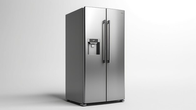 Rendering 3D de un refrigerador negro aislado en un fondo de estudio blanco