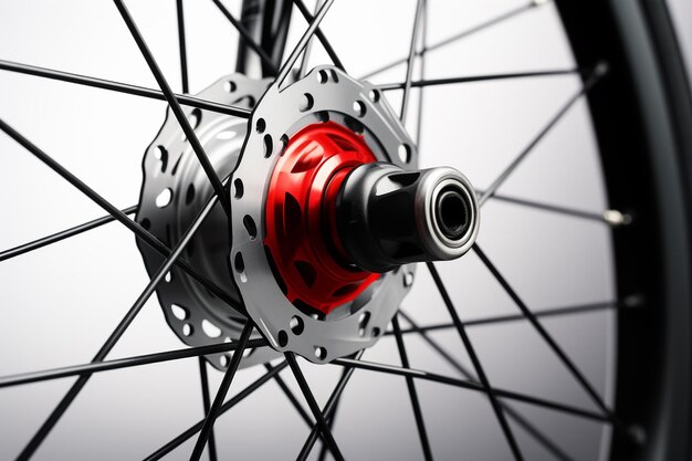 Rendering 3D de la rueda trasera de una bicicleta en un fondo blanco