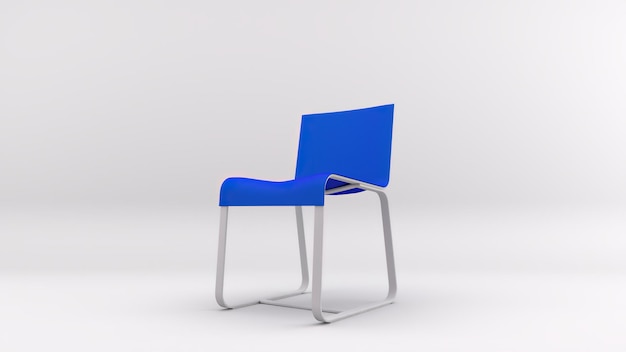 Rendering 3D de una silla aislada en el fondo del estudio