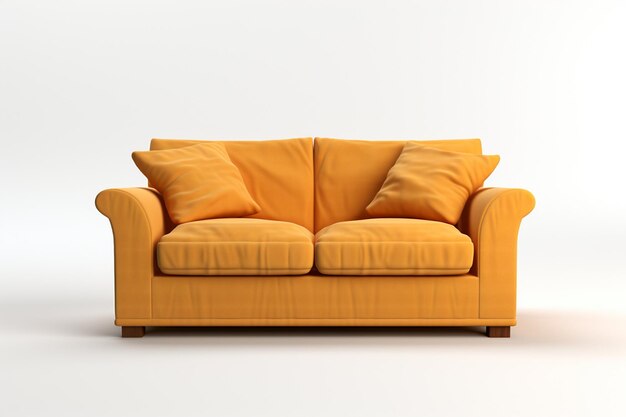 Rendering en 3D de un sofá minimalista aislado