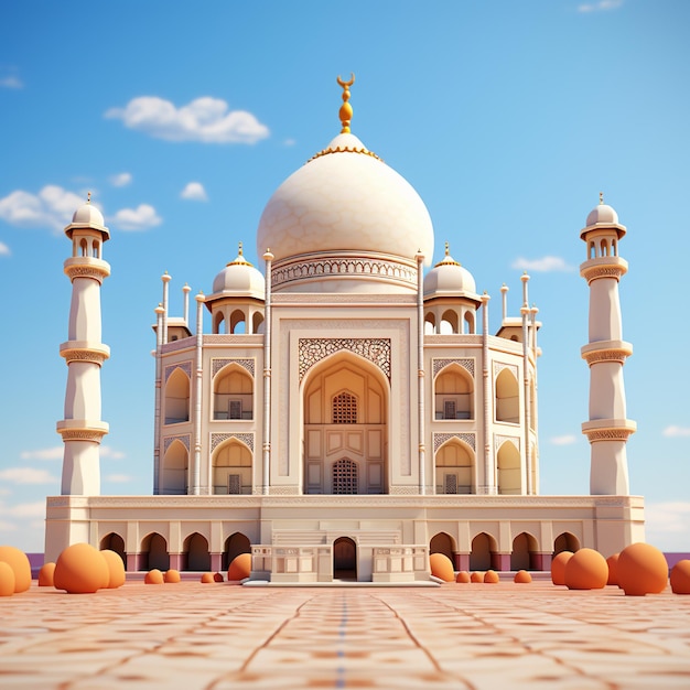 Rendering en 3D del Taj Mahal