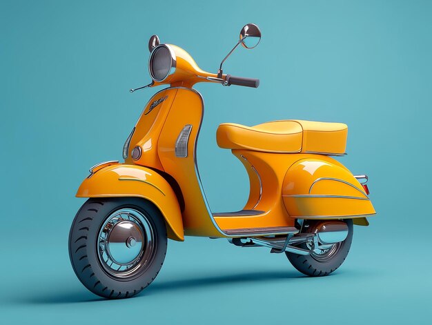 Rendering artístico del scooter Vespa amarillo