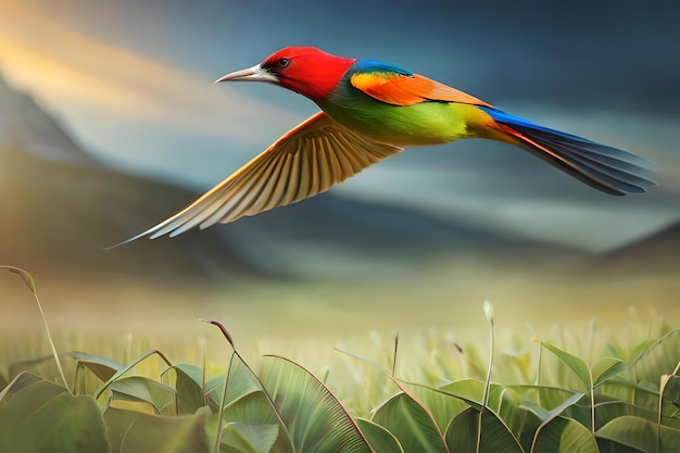 Rendering de aves al azar generando fotos de los mejores colores