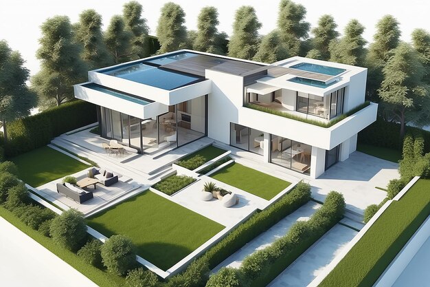 Rendering de casa 3D aislado en fondo blanco genérico