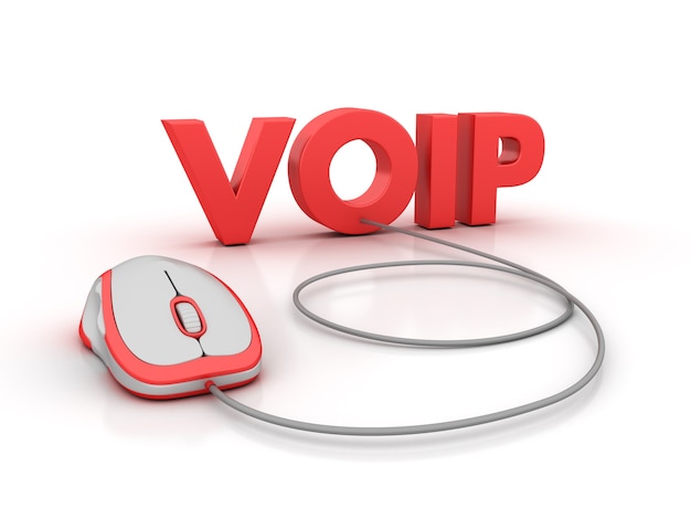 Rendering Illustration von VOIP Word mit Computermaus