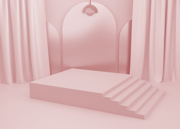 Rendering Pink Pastell Display Podium Produktstand