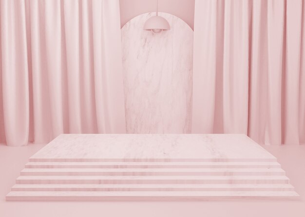 Rendering Pink Pastell Display Podium Produktstand