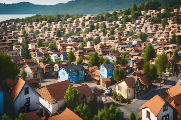 Rendering zufällige Dorf Foto generieren Beste Farben realistisch