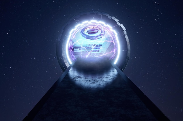 renderização 3d 3d fundo alienígena abstrato em branco azul limpo exibição de design de cubo de cristal e