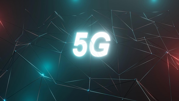 Renderização 3d 5g Conexão de alta velocidade à Internet Fundo de conexão de rede social