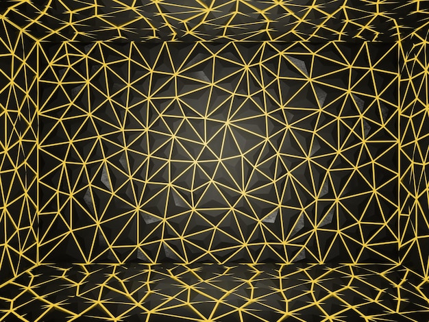 Renderização 3d abstrata da superfície amarela escura Fundo com forma poligonal futurista