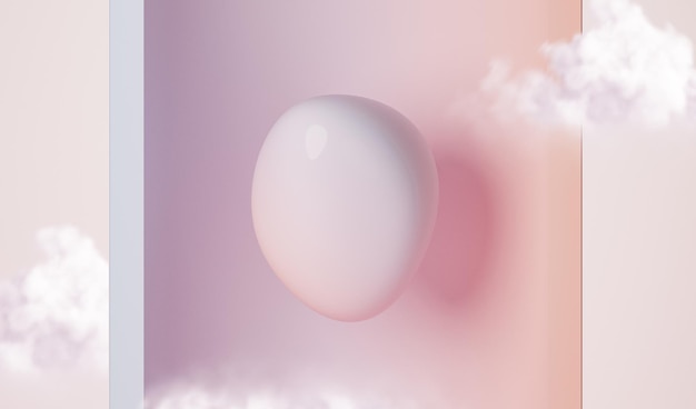 Renderização 3d abstrata de bolhas coloridas design de fundo de nuvens. Cena de cores pastel de azul e coral