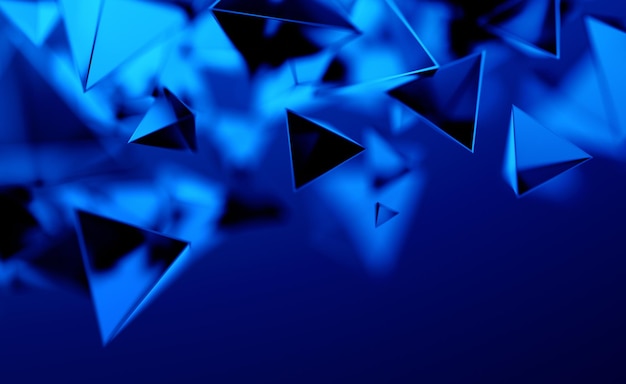 Foto renderização 3d abstrata de formas poligonais voadoras