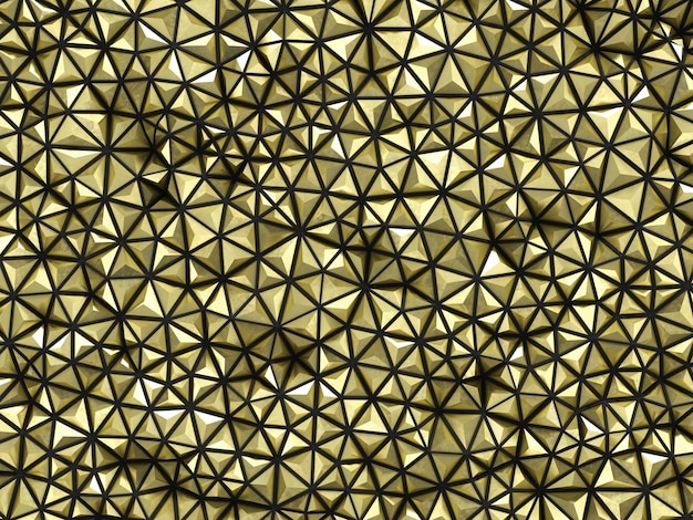 Renderização 3d abstrata de fundo de superfície de ouro com forma poligonal futurista
