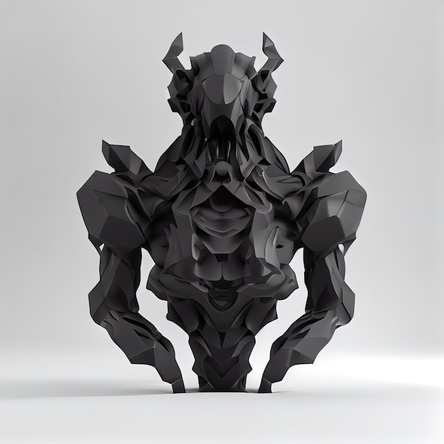 Renderização 3D abstrata - figura negra deformada isolada em um fundo branco