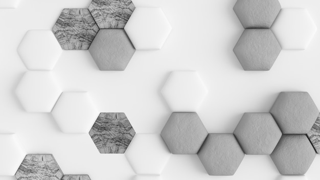 Foto renderização 3d abstrato branco com hexágonos