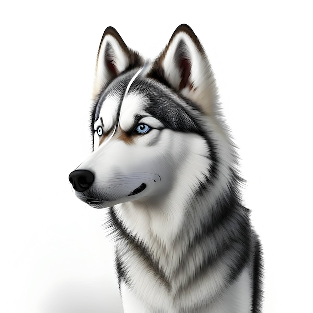 Renderização 3D Alaskan Husky Animal AI Generative