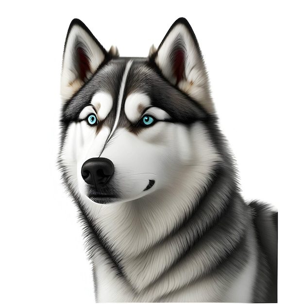 Renderização 3D Alaskan Husky Animal AI Generative