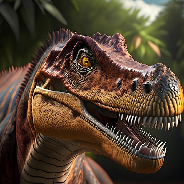 Renderização 3D Allosaurus Animal AI Generative