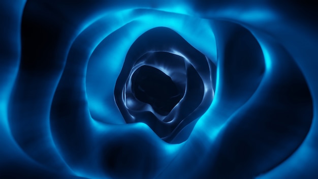 Renderização 3d azul e luz para o fundo abstrato do banner da web