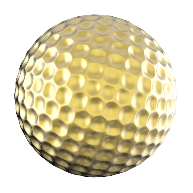 Foto renderização 3d bola de golfe dourada isolada no branco