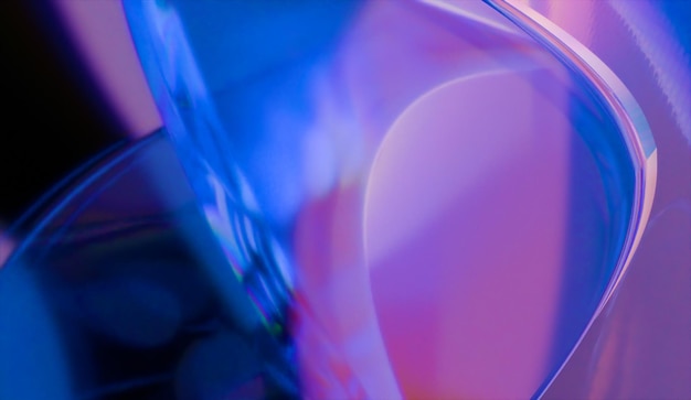 Renderização 3D brilhante de fundo de vidro iridescente abstrato feito com software 3D