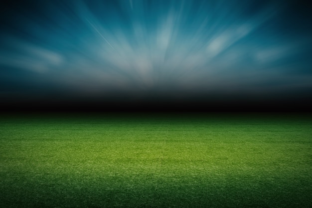 Renderização 3D campo de futebol vazio à noite