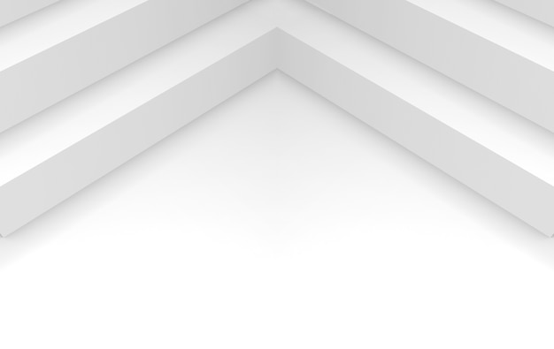 Renderização 3D. Canto abstrato do cubo longo no fundo branco do espaço da cópia.