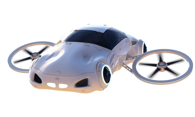 renderização 3d carro voador ou drone de carro