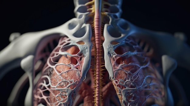 Renderização 3d da anatomia humana do diafragma torácico