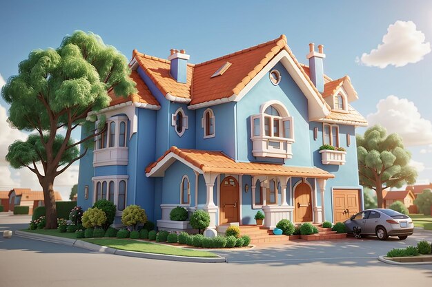 Renderização 3D da casa dos desenhos animados3d house