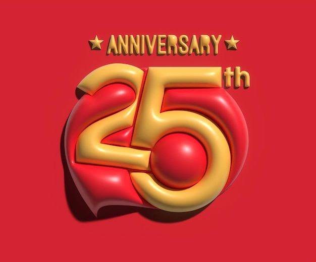 Renderização 3d da celebração do aniversário de 25 anos