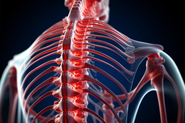 Renderização 3D da coluna vertebral humana