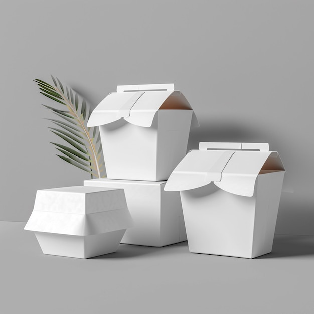 Renderização 3D da embalagem de alimentos de restaurante para levar
