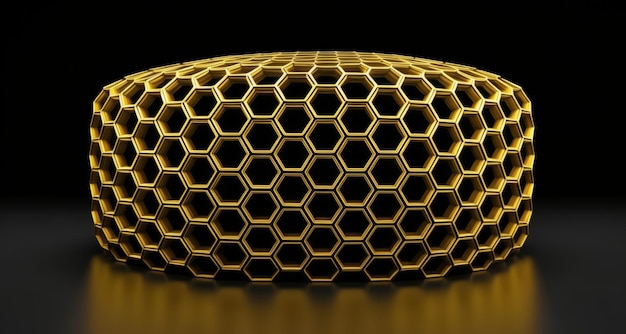 Renderização 3D da estrutura de favo de mel dourado