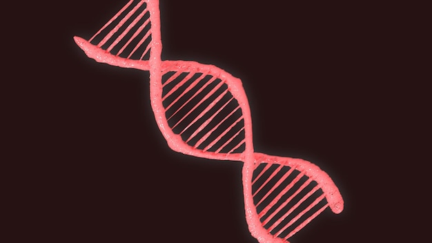 Foto renderização 3d da estrutura do dna fundo abstrato suporte de dna modelo de hélice de dna isolado em fundo preto