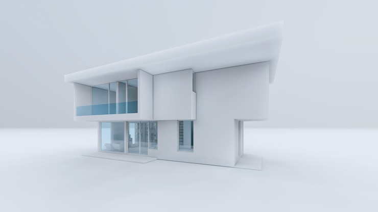 Foto renderização 3d da ilustração moderna da casa branca