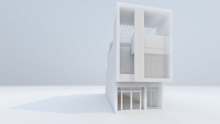 Foto renderização 3d da ilustração moderna da casa branca
