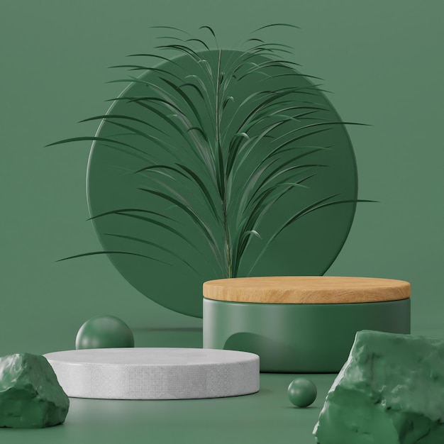 Renderização 3D da plataforma de pano de fundo de fotografia de produto premium
