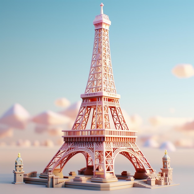 Renderização 3D da Torre Eiffel