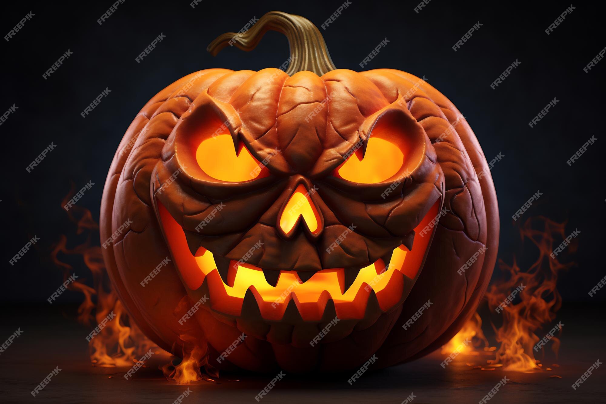 Abóbora De Halloween Com Cara Assustadora 3d Render Imagem