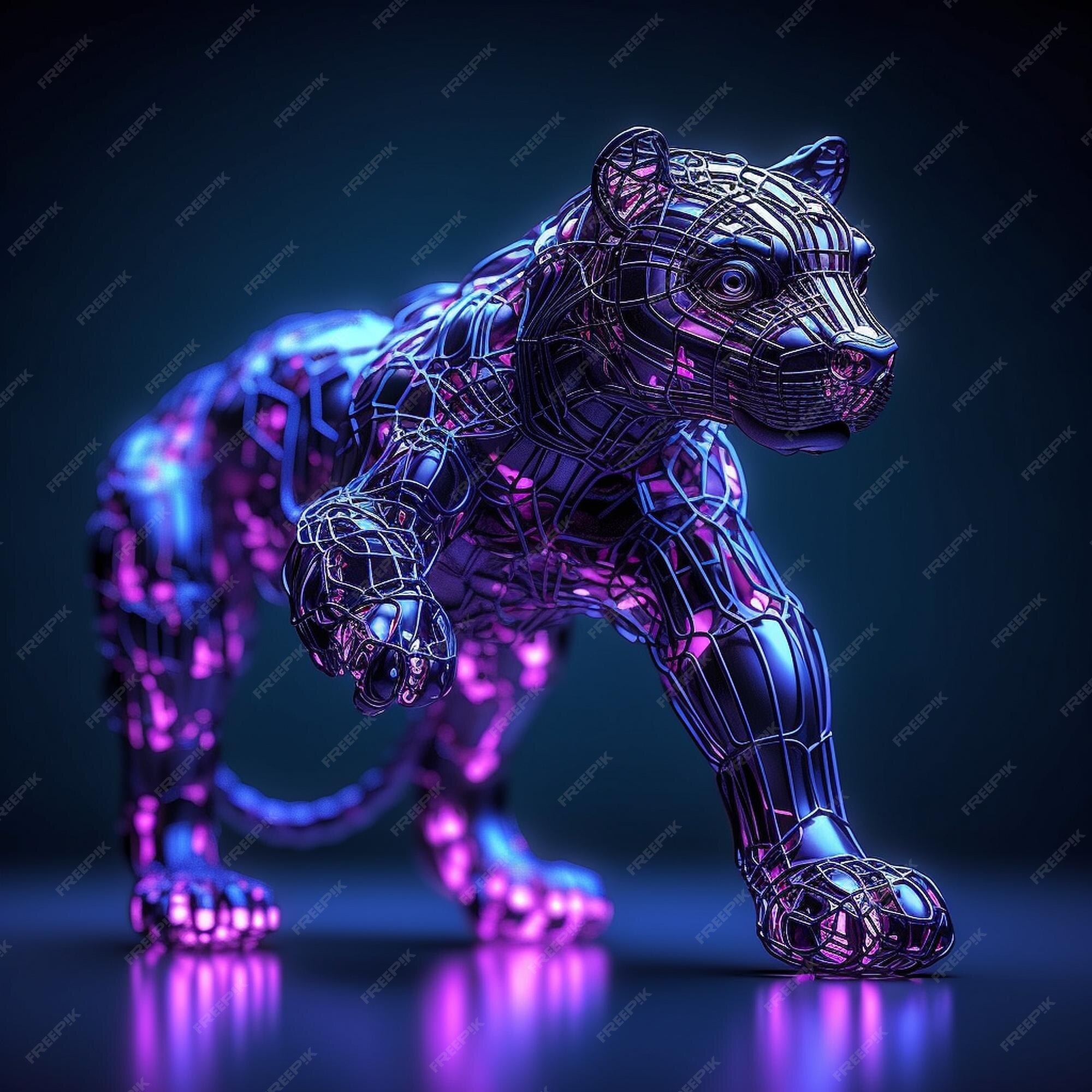 Renderização 3d de tigre robótico