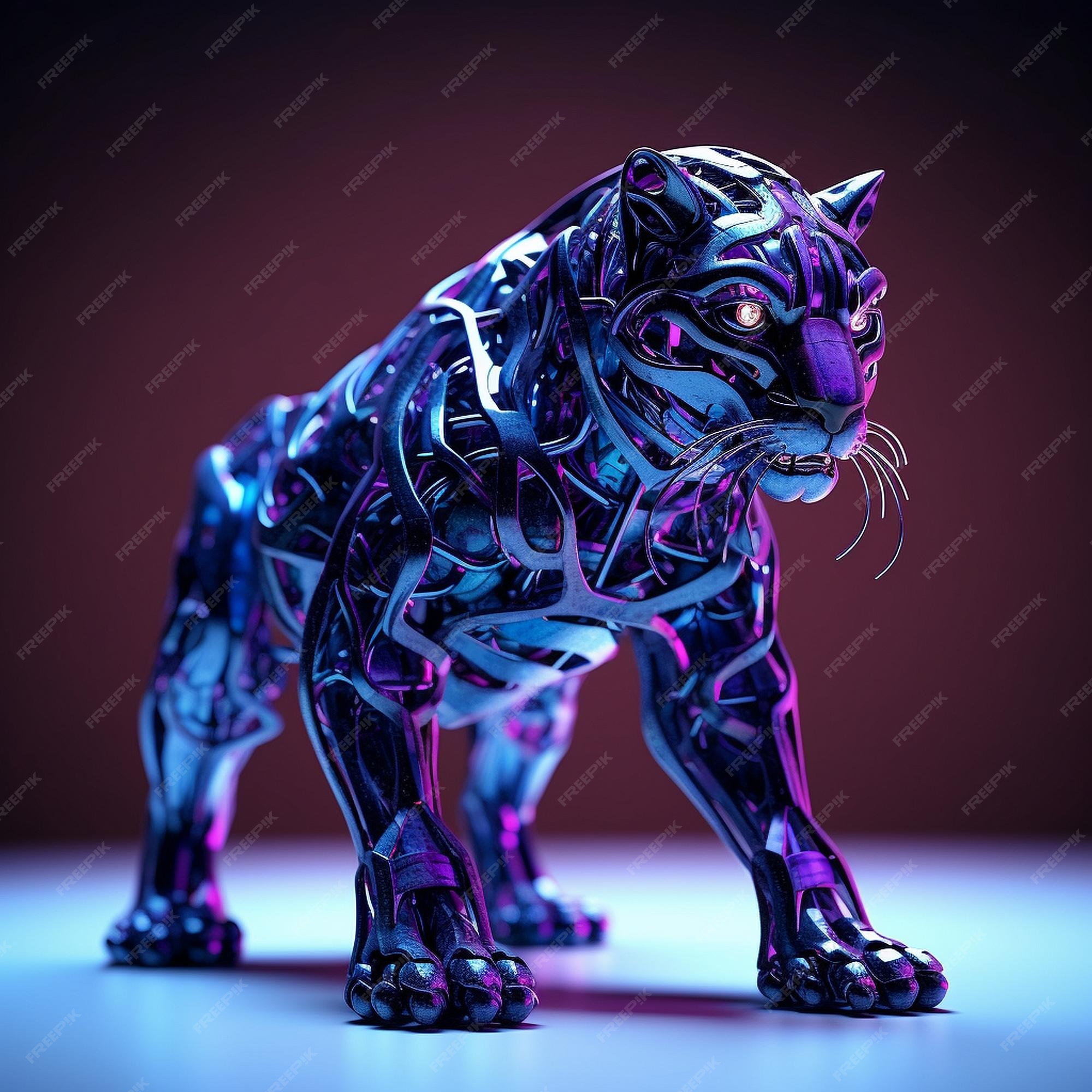 Renderização 3d de tigre robótico