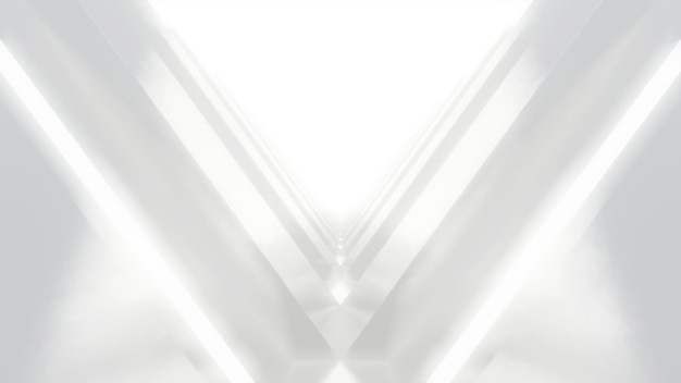 Renderização 3D de arquitetura de túnel triângulo futurista branco abstrato animação de loop