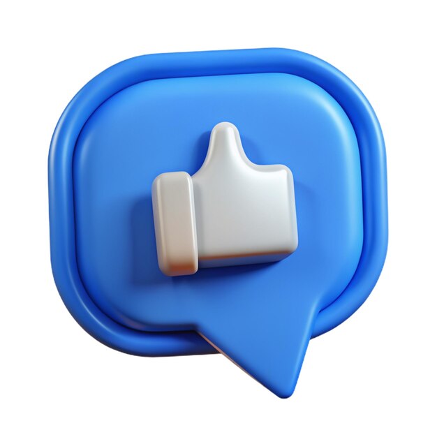 Foto renderização 3d de azul como ícone em bolha de fala conceito de mídia social