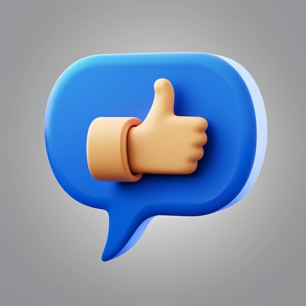 Renderização 3D de azul como ícone em bolha de fala Conceito de mídia social